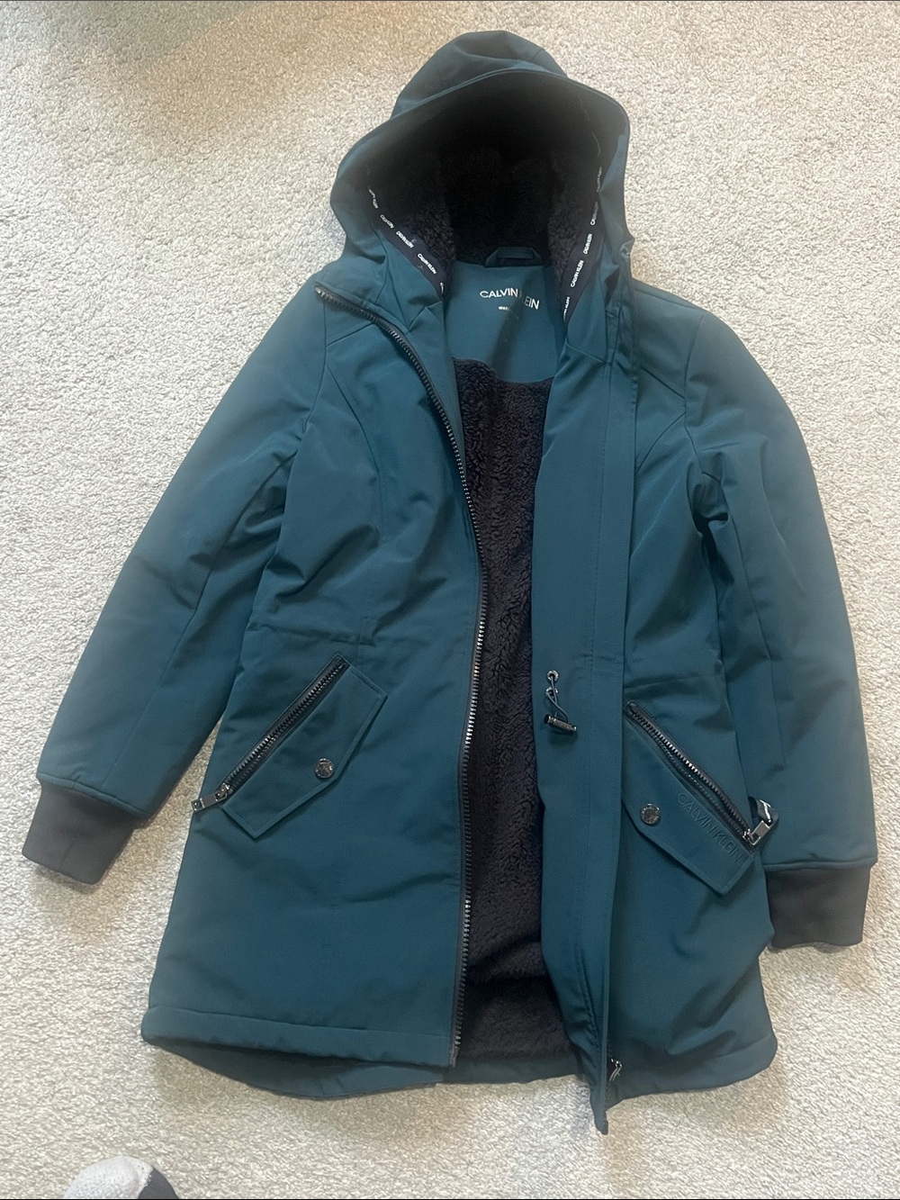 Calvin Klein Teal Hooded Parka